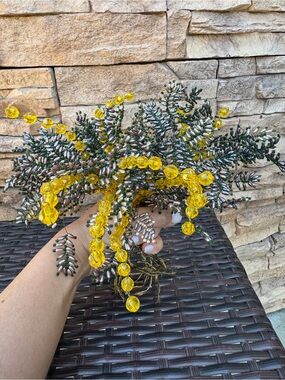 Yellow Beaded Floral Spray Bouquet